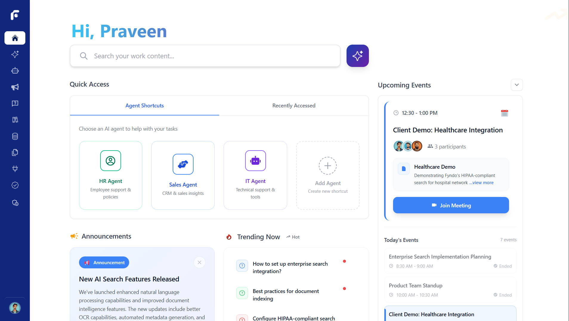 Fyndo Platform Interface