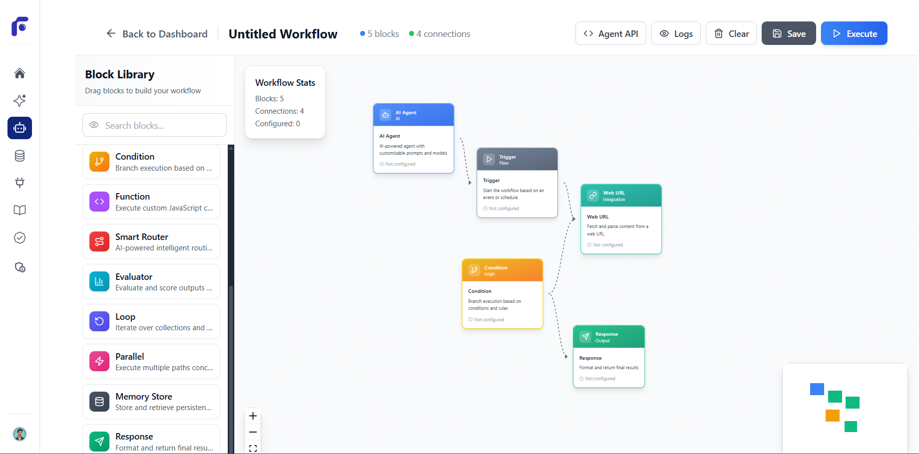 Conversational agent design interface showing natural language input